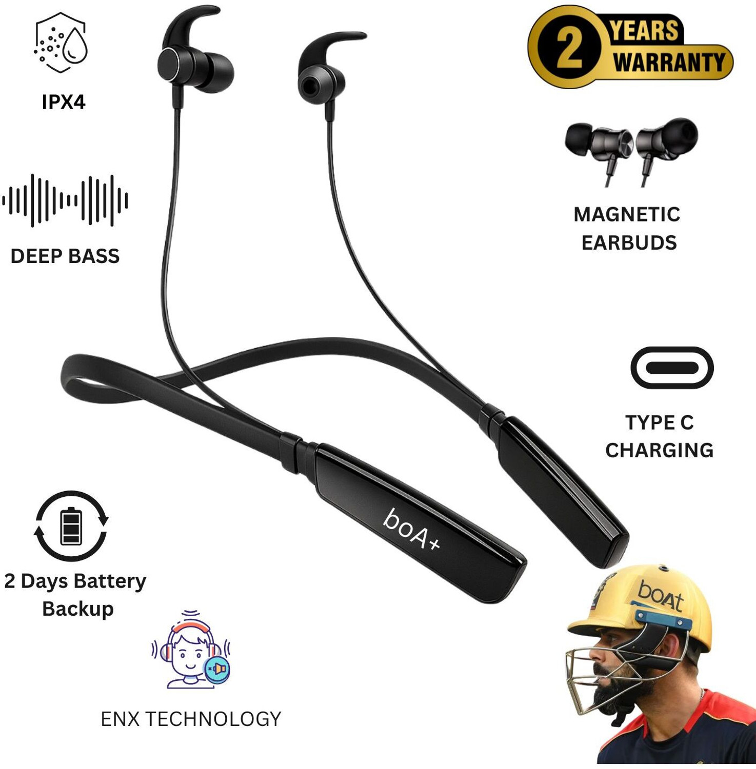 Image of Palnek BoA.t Advanced Bluetooth Neckband 50 Hrs Wireless Tech Enhanced Bass Bluetooth Headset