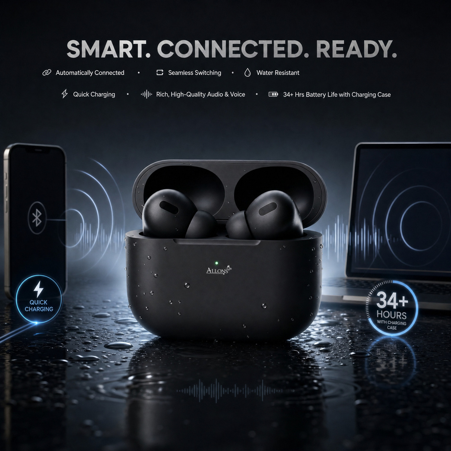 Image of allons TWS Bluetooth Earbuds True Wireless Headphone with MagSafe Charging Case A6 Bluetooth