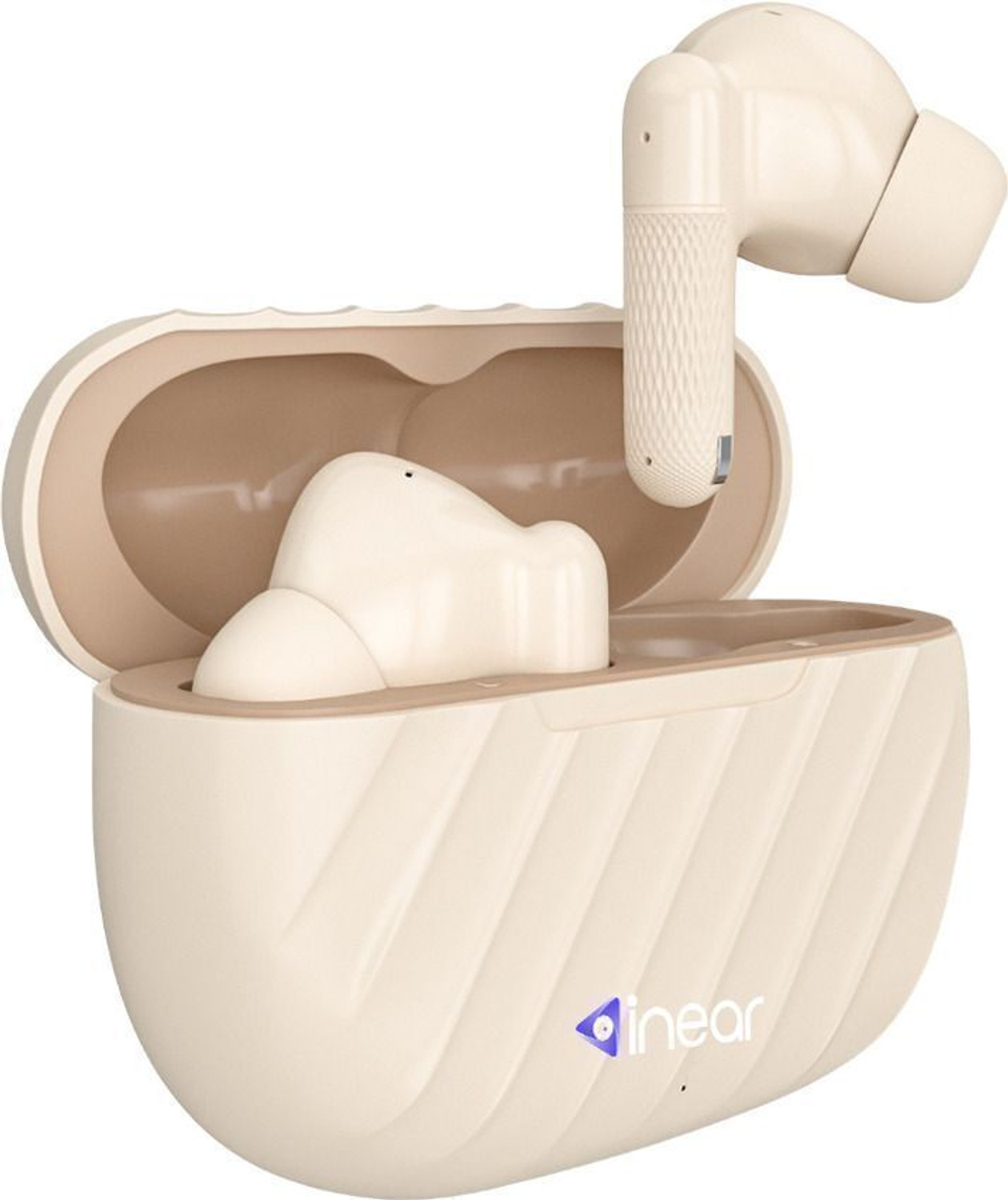 Image of inear Juke Buds T-5 True Wireless Bluetooth Earbuds Type-C Insta-Charge, 40H Playtime Bluetooth Headset (Cream, In the Ear)