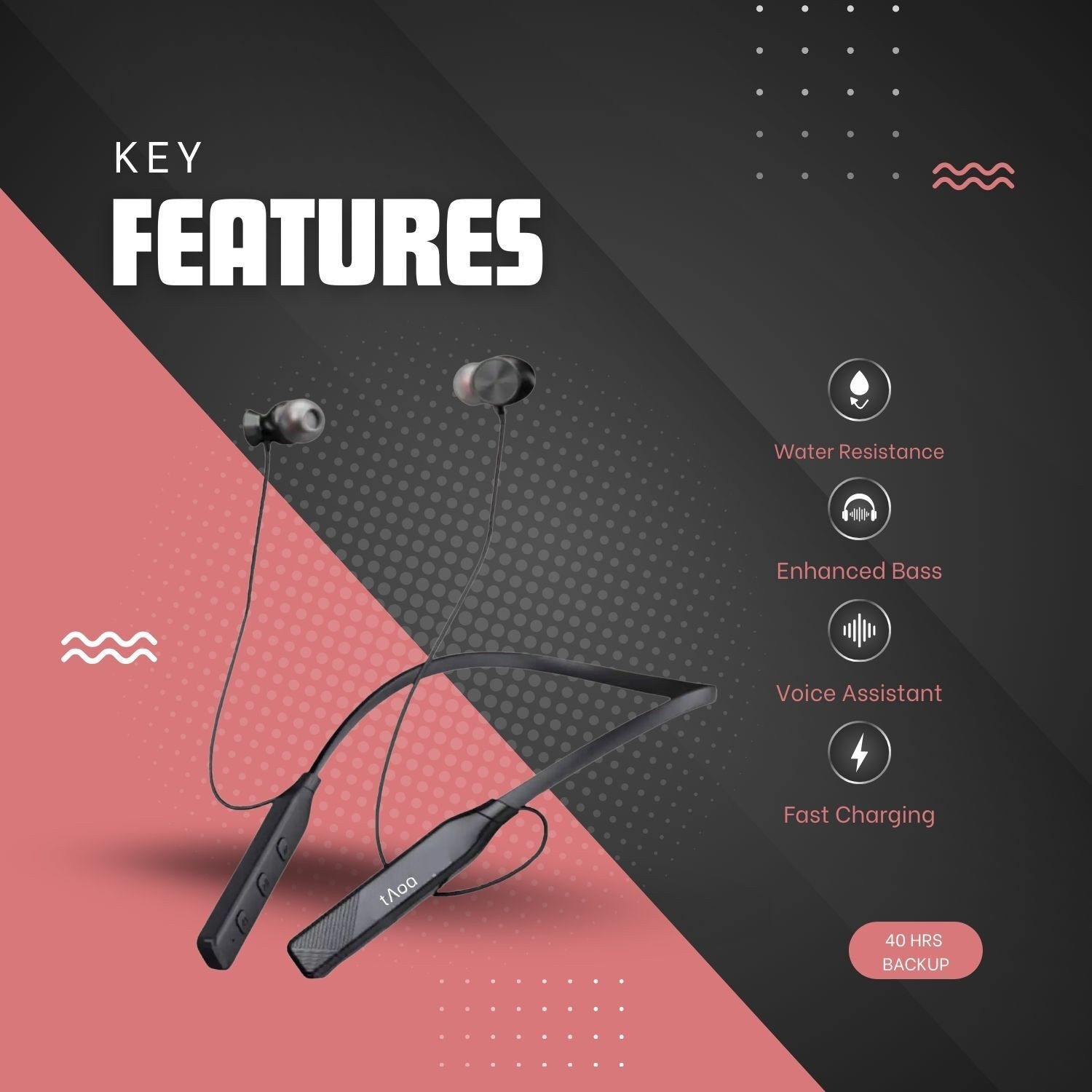 Image of Palnek BoA.t Advanced Bluetooth Neckband 50 Hrs Wireless Tech Enhanced Bass Bluetooth Headset
