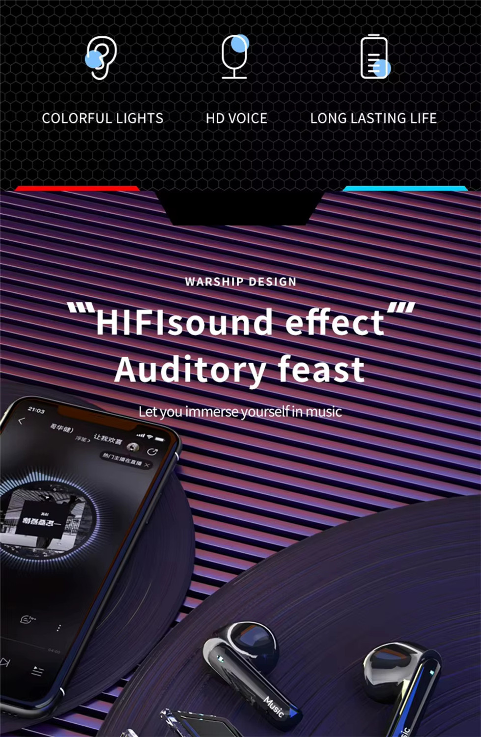 Image of VENKAT ZONE High Quality Heavy Bass Crystal Clear Sound Gaming Digital Display Earbuds Bluetooth