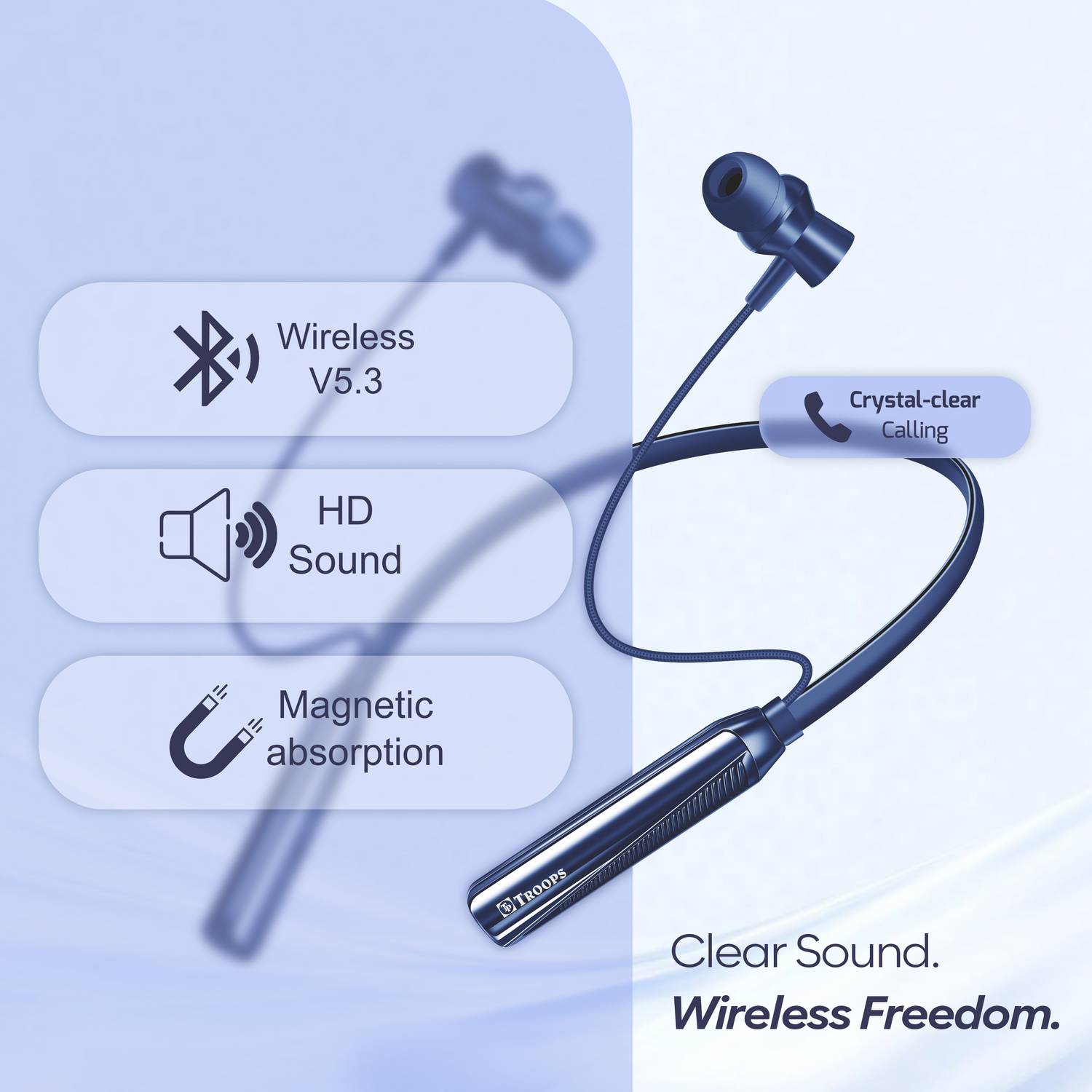 TP TROOPS Wireless Neckband Bluetooth v5.3 with 50H Playtime, 10mm Driver, Voice Assistant Bluetooth Headset - Image 2