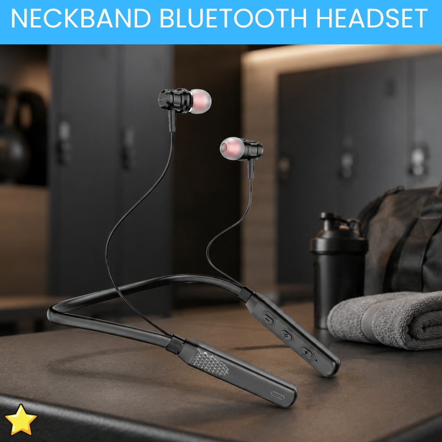 Image of GUGGU Bluetooth Neckband, Wireless Earphones In-Ear With Music Headset Deep BassKA358 Bluetooth Headset (Black, True Wireless)