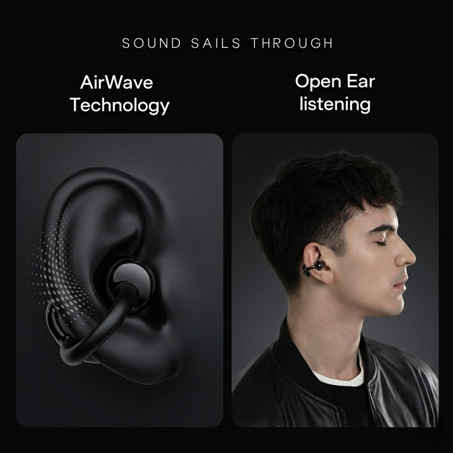 Image of ZABRO Air Clip-On Fit, Air-Conduction Tech OWS buds, 80Hrs Playtime, 360 Spatial Audio Bluetooth