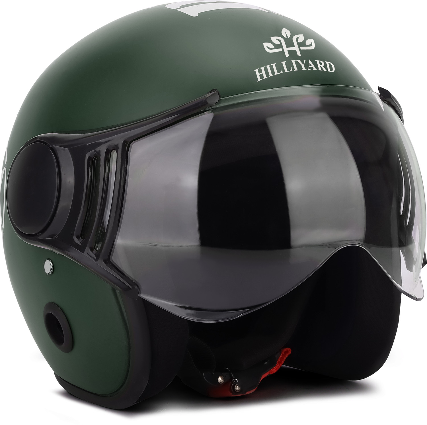 Image of HILLIYARD Matte Finish Open Face Helmet | ISI Certified | Unisex Bike Helmet Motorsports Helmet (Army)
