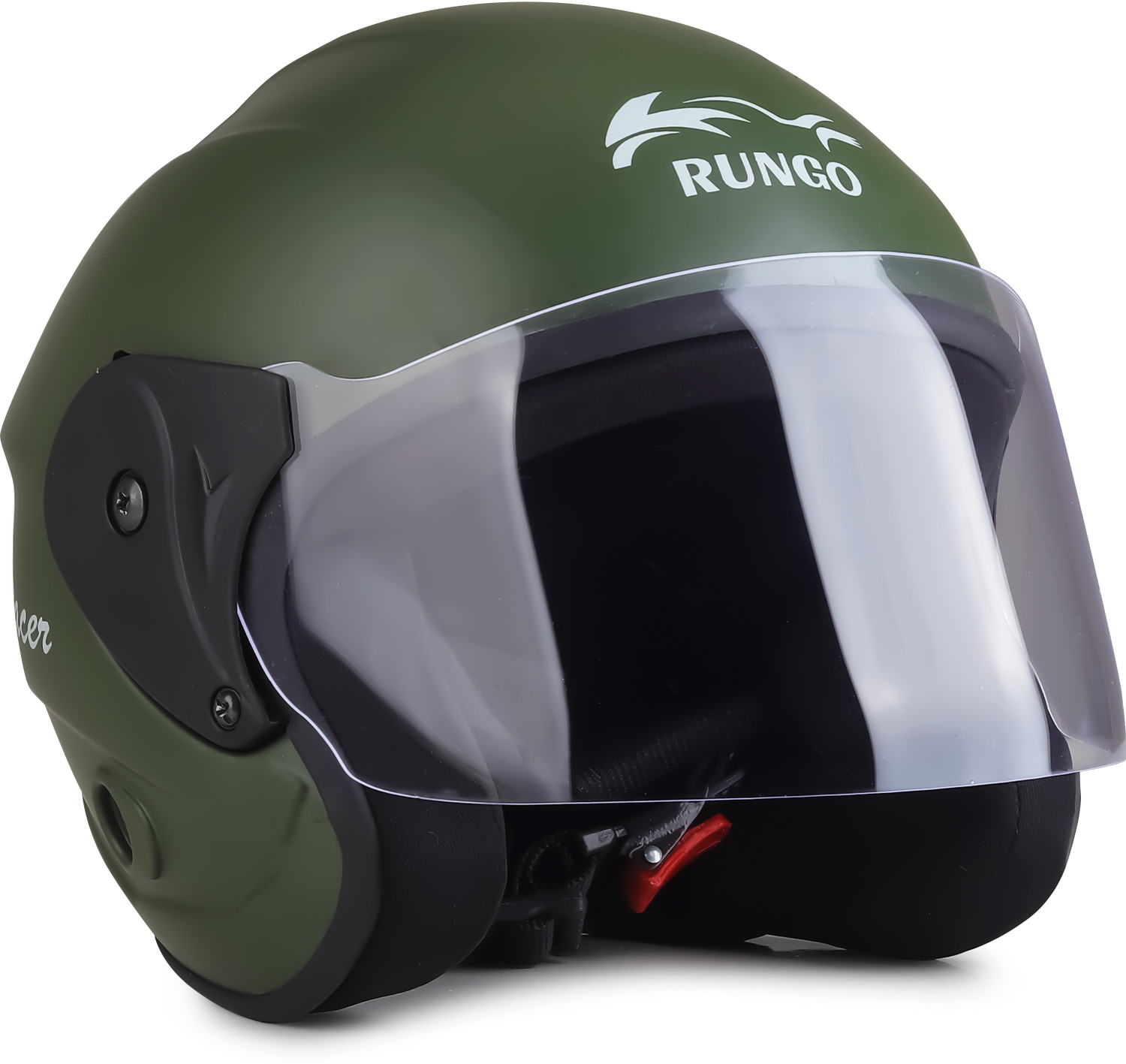 Image of MASTER RUNGO HALF FACE OLIVE COLOUR HELMET AD Motorbike Helmet (OLIVE)