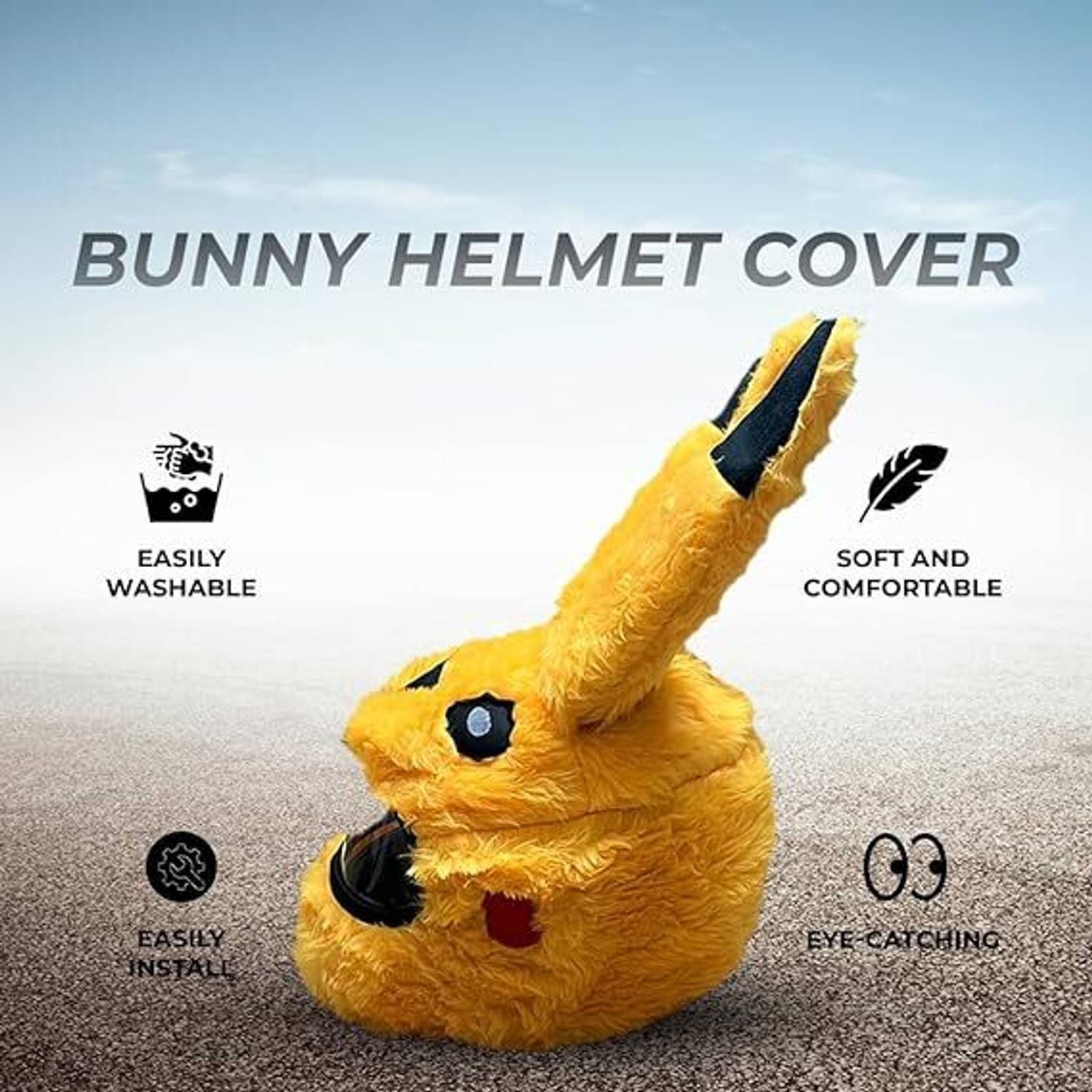 KSD Pikachu Yellow Motorcycle Helmet Cover - Image 3