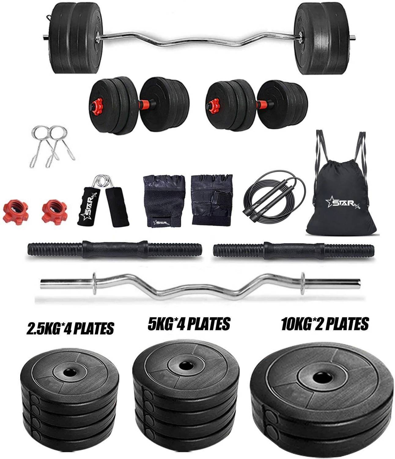 STARX 50 kg PVC Home Gym Combo with 3ft Rod