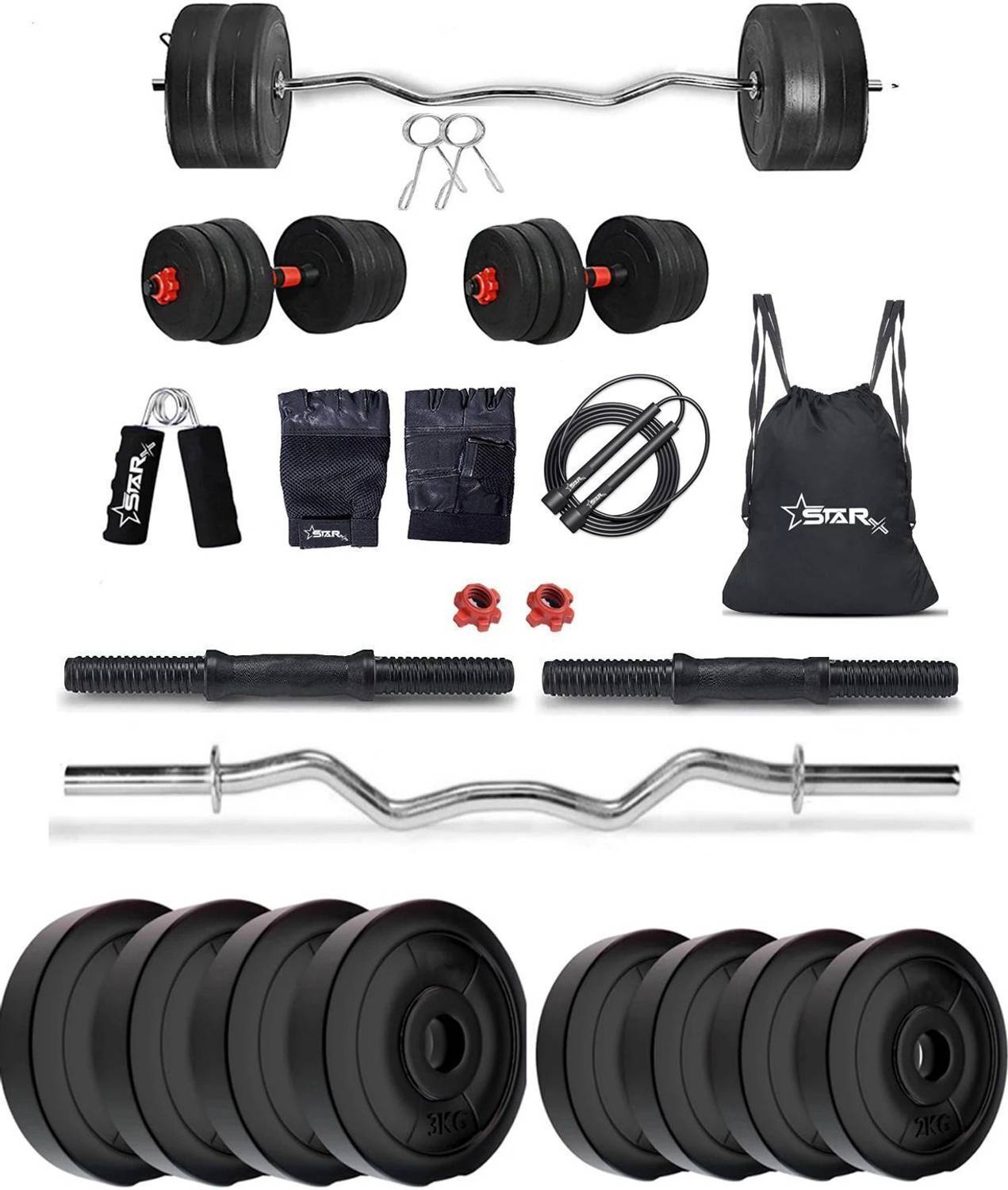 ジムチェーン約40KG(約20KG×2本セット) 150cm 定価33,000円 STARX 20 kg 20 Kg Home Gym Combo with Rods, Dumbbells and