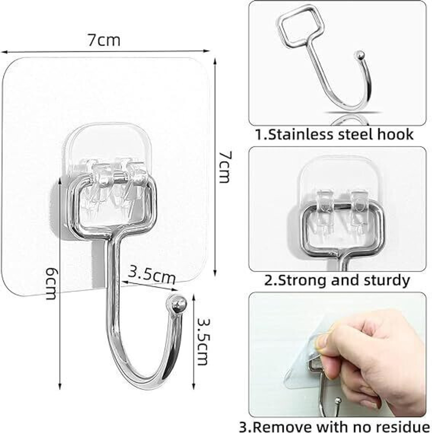 Image of REDCARP Transparent Big Hook Sticky Hooks,for Hanging, Bathroom,Big Transparent Hook Hook 15