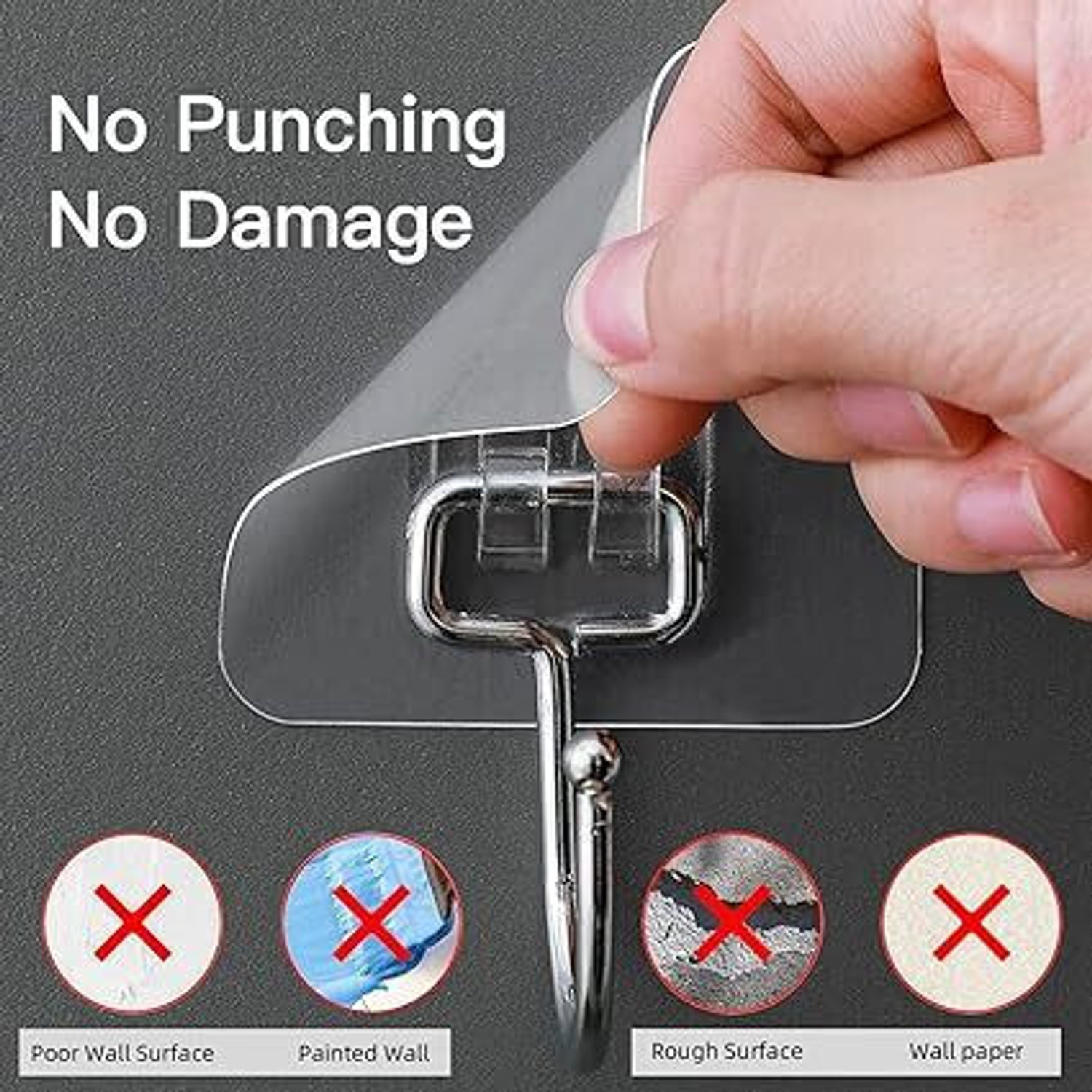 Image of REDCARP Transparent Big Hook Sticky Hooks,for Hanging, Bathroom,Big Transparent Hook Hook 15