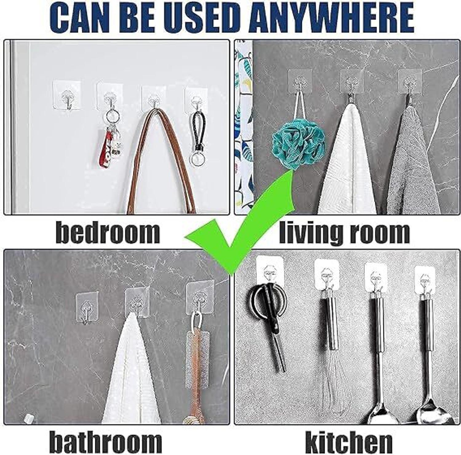 Image of PYORIT Heavy Duty Hooks for Hanging Keys Coats Hats Bags Ceiling Kitchen Accessories Hook 50