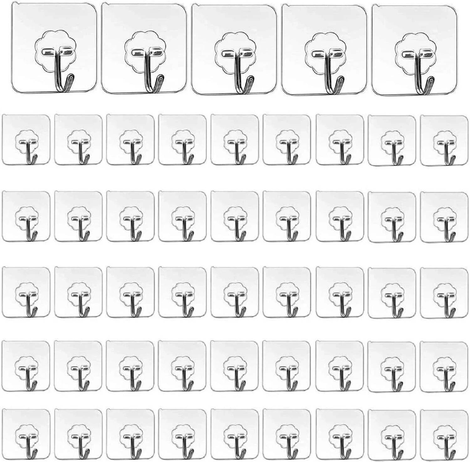 XBEY Self-Adhesive Wall Hooks Transparent Drill Free Sticky Han