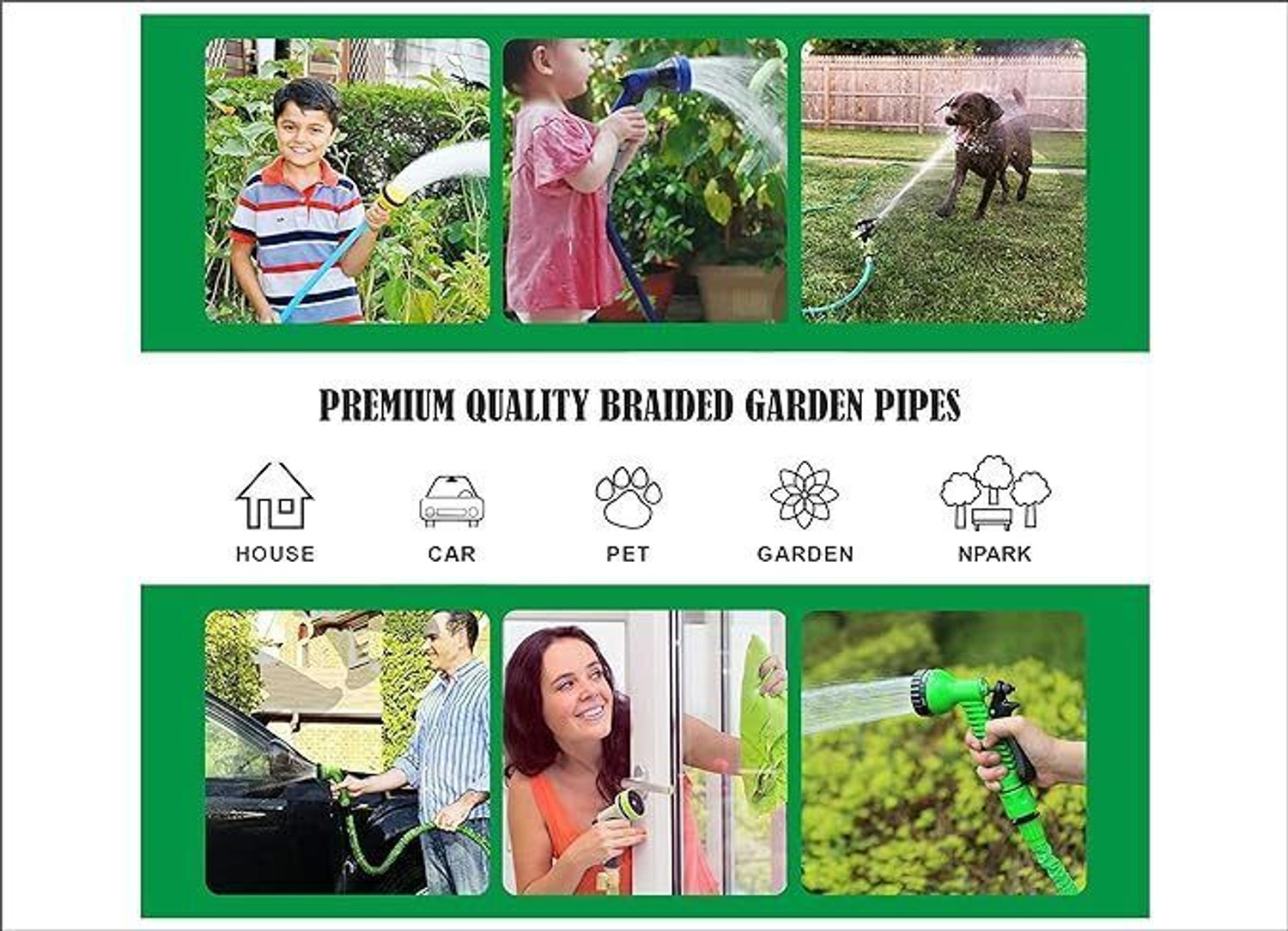 Image of RAMANAR 30 meter (100 ft) 3 /4 inch(20 mm) braided 3 layered heavy duty water hose connector and clamps water gardening cleaning out door indoor use Hose Pipe