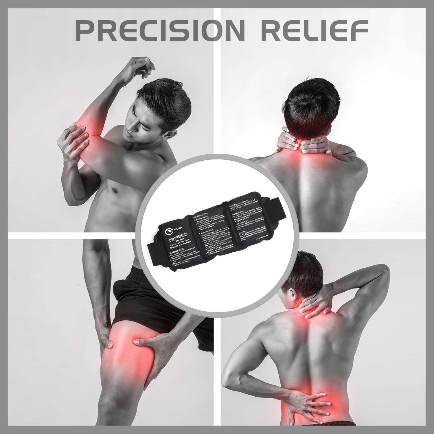 Image of RCSP Reusable Hot & Cold Gel Pack with Adjustable Straps for Pain Relief | Ice & Heat Therapy for Back, Knee, Shoulder neck, sports injuries | Leak Proof Pack