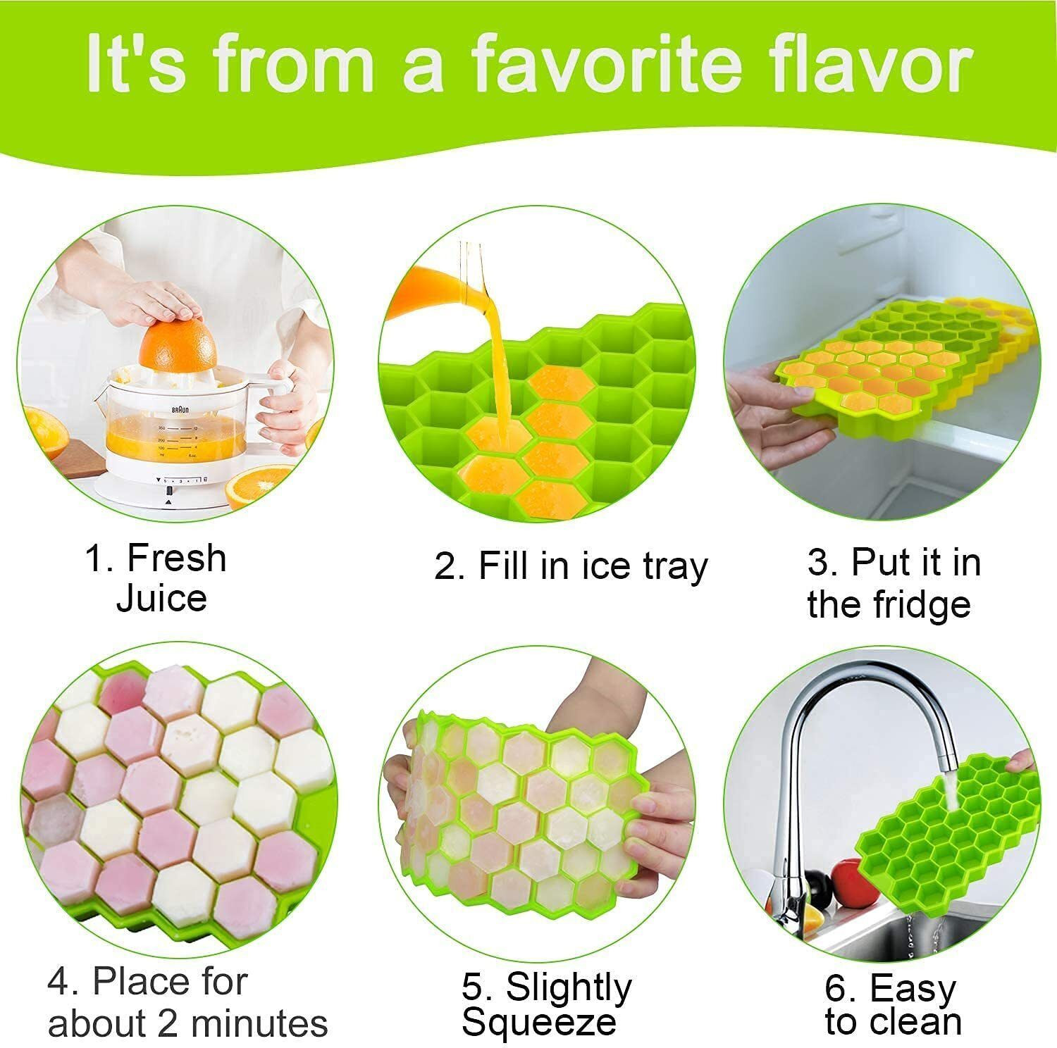 Image of Triffy Multicolor Silicone Ice Cube Tray