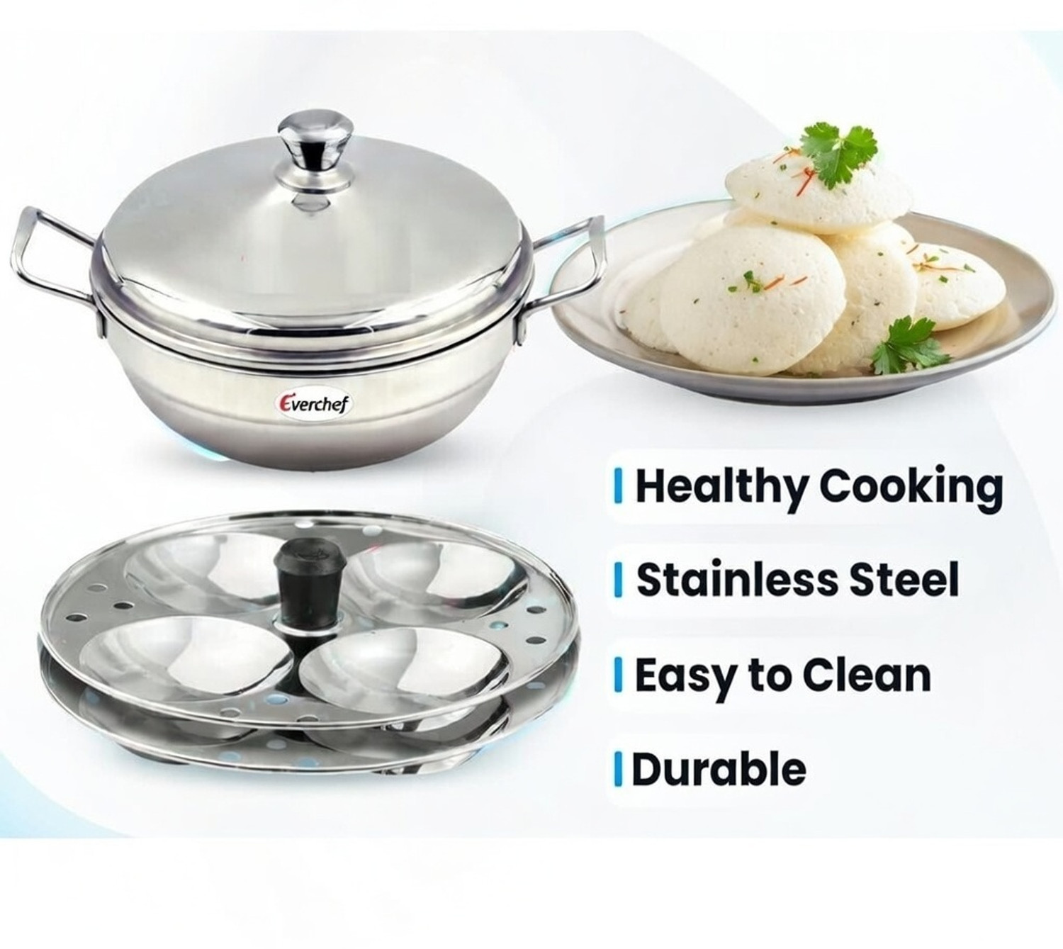 Image of MITHALI 02-Plate Stainless Steel Idli makerS22 Induction & Standard Idli Maker