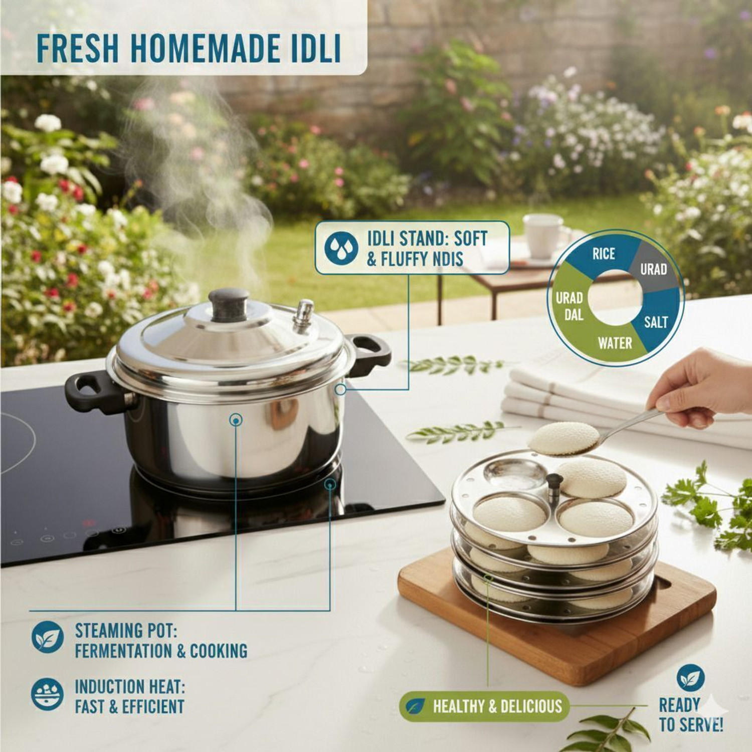Image of Rk Durable 4-Plate Idli Steamer Pot | Multi-Use Vessel Induction & Standard Idli Maker