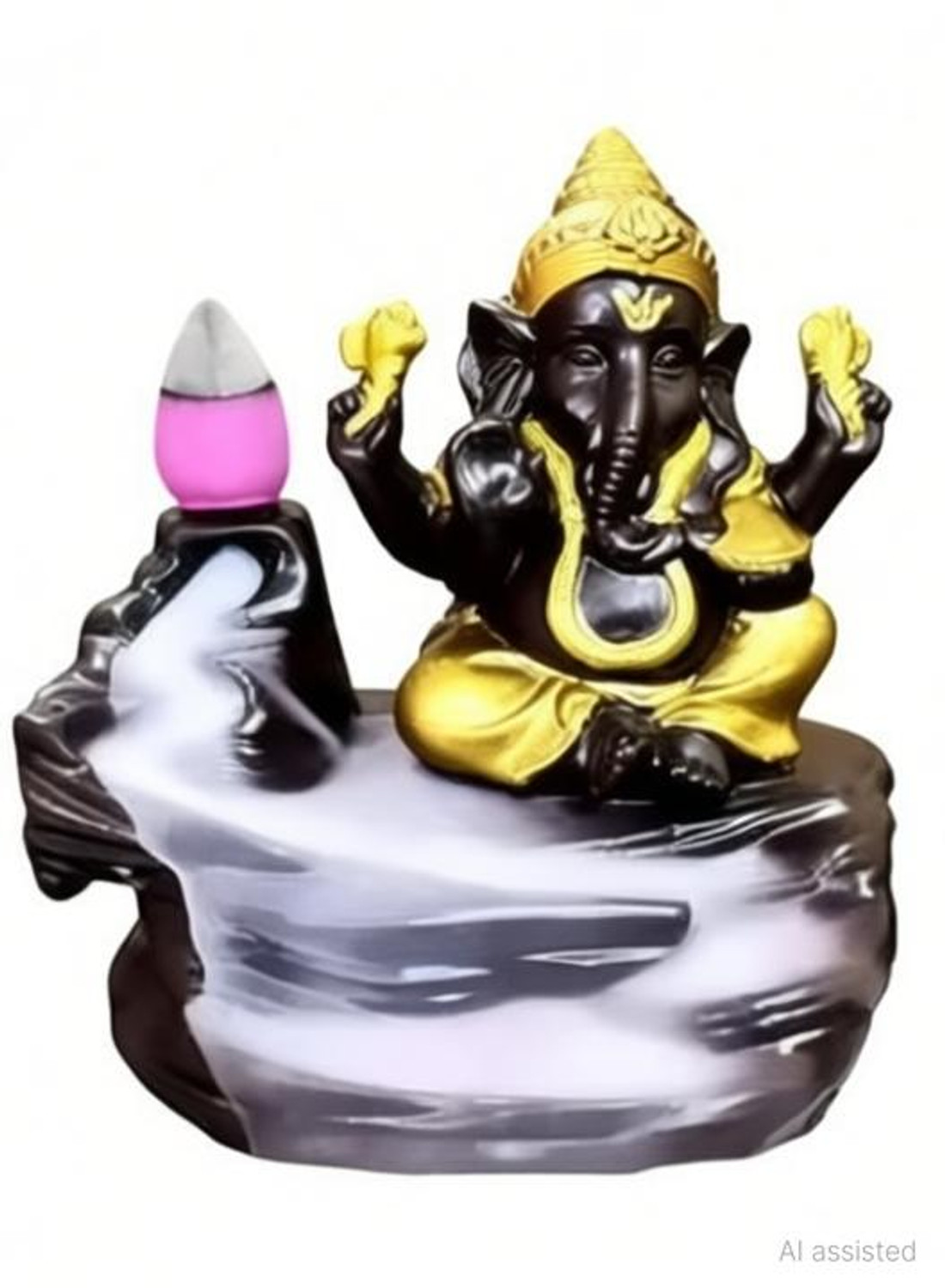 Image of Shree Shyam Traders Adiyogi and Ganesha combo with 50 pcs fragrance cones Polyresin Incense Holder
