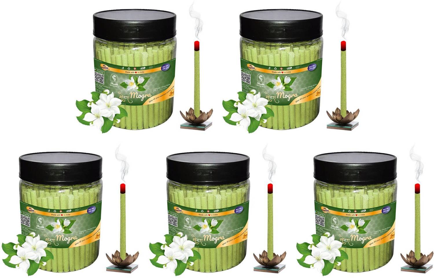 Aereo Mogra Dhoop Incense Stick Pack of 1000 gram (200+200+200+200+200) Fragrance Mogra