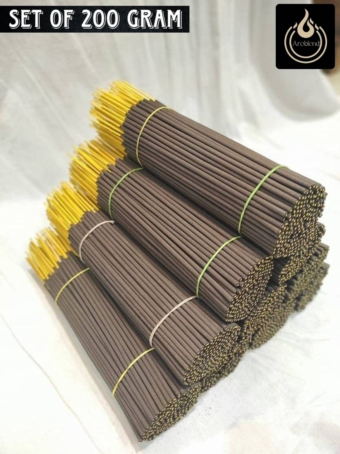 Aroblend Pure Chandan Incense Sticks | Agarbatti for Home 200 Gram Pack Freshness, Prayer, Positive Energy & Yoga Meditation | Pooja Item for Home