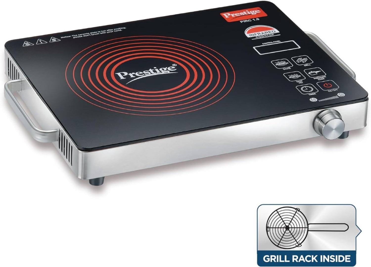 Image of TTK PRESTIGE 2200 W Infrared Cooktop Jog Dial, Touch Panel