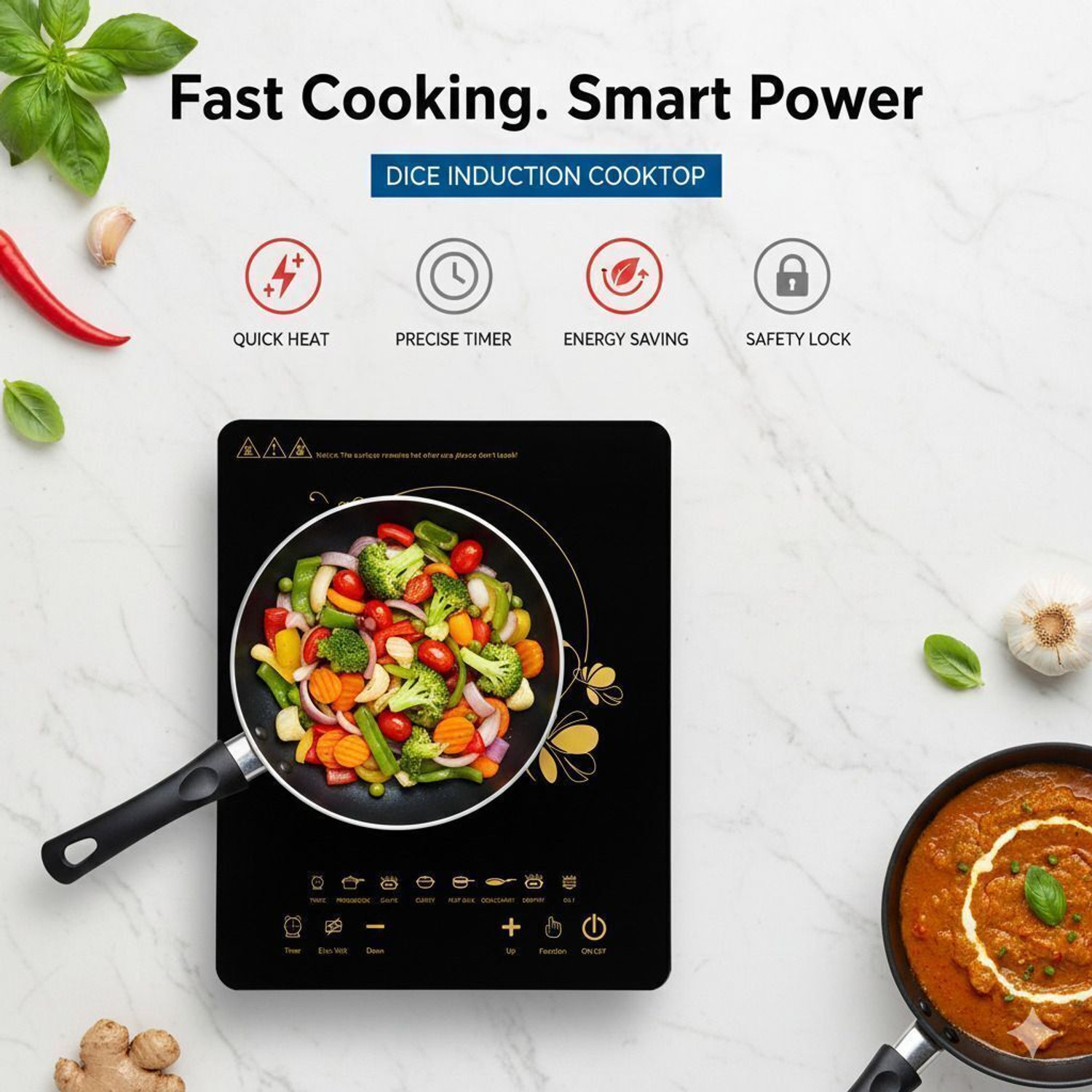 Image of Dice 2100 W Induction Cooktop Touch Panel