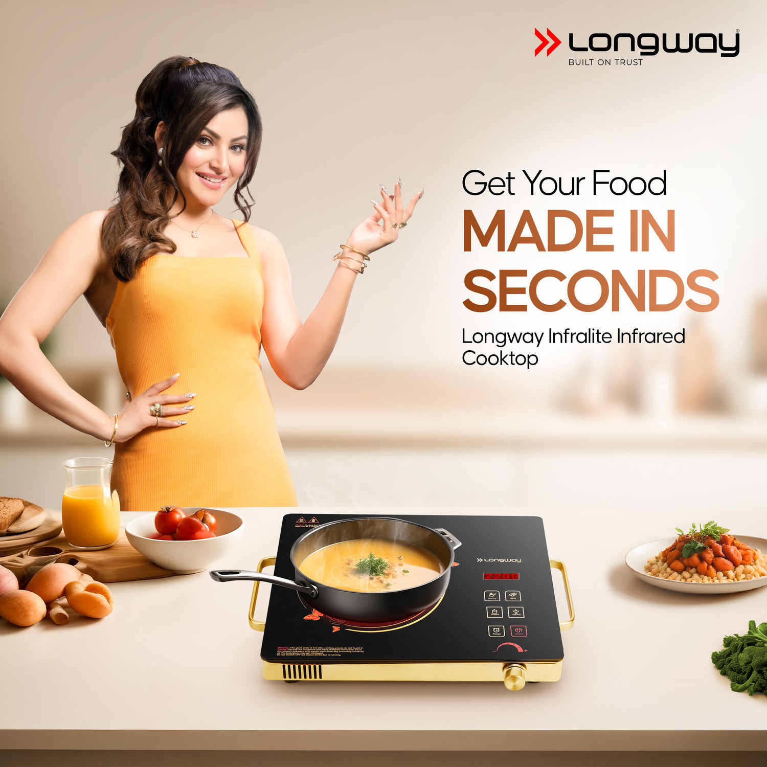 Image of Longway 2200 W Induction Cooktop Touch Panel, Push Button