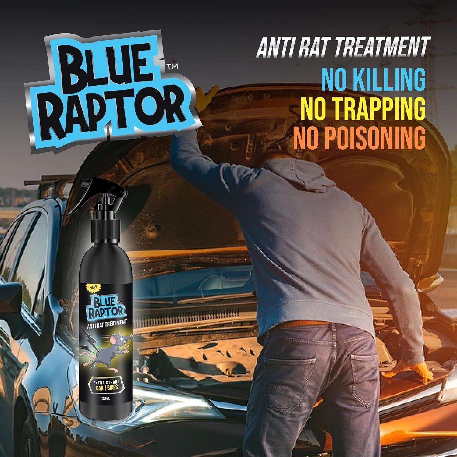 Image of Blue Raptor Entry Rat Repellent Spray by Shadow Securitronics for Automobiles