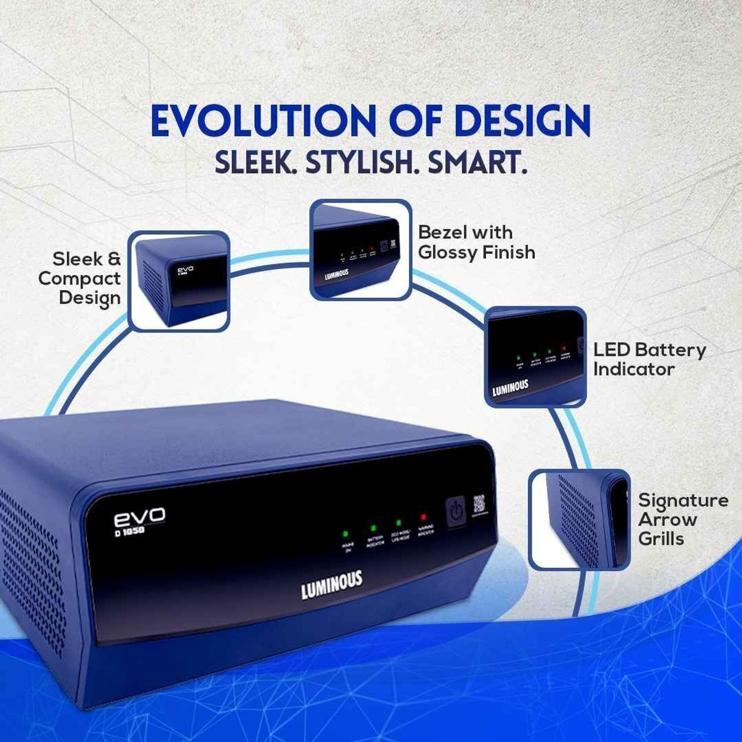 Image of LUMINOUS EVO D 1050 EVO D 1050 with 3 Year Warranty Square Wave Inverter