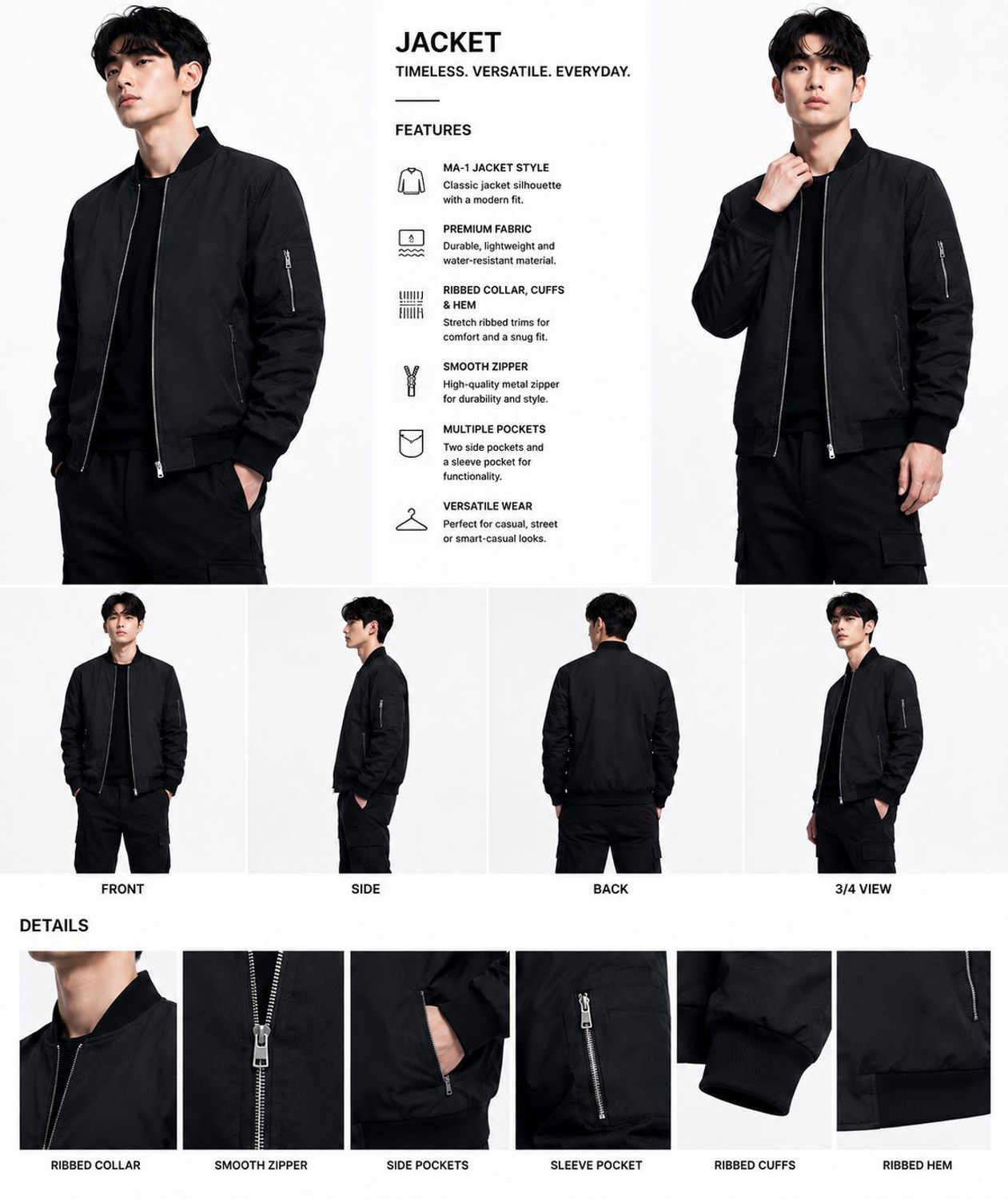 Image of Money man Full Sleeve Solid Men Jacket
