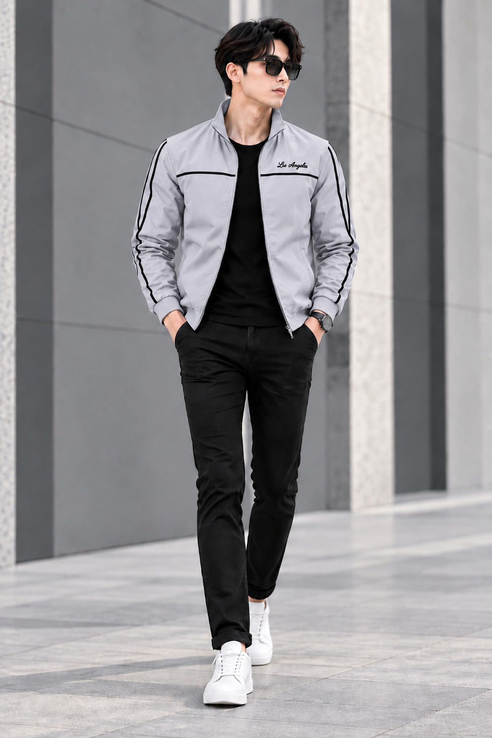 Image of HOLDIT Men Striped Bomber Jacket