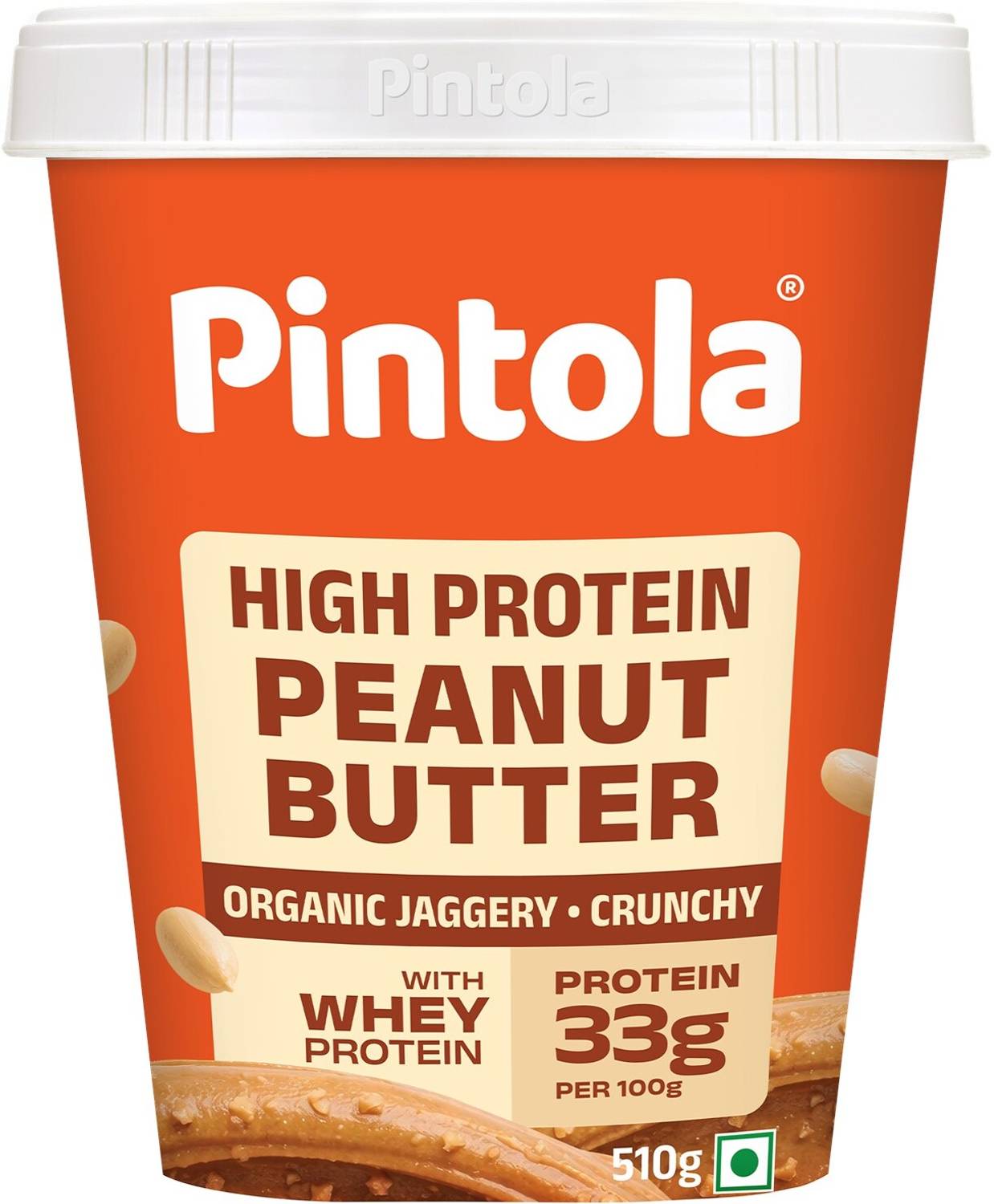 Pintola High Protein Peanut Butter (Organic Jaggery, Crunchy) - Image 1