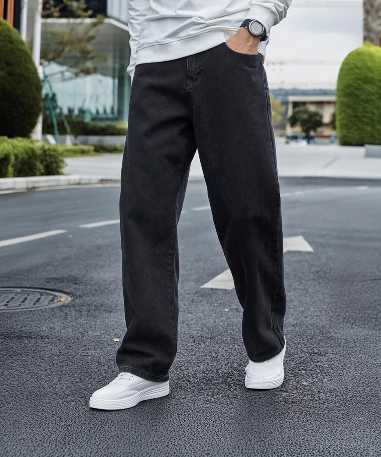 Image of ANGERHOOD Men Straight Fit Mid Rise Black Jeans