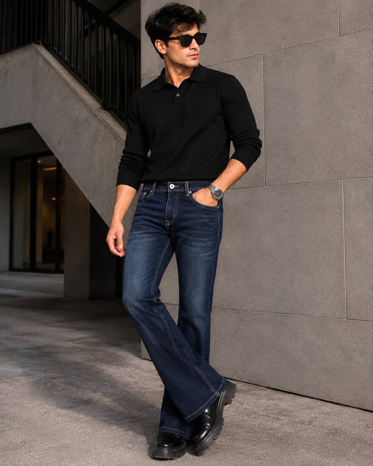 Netyork Boot-Leg Men Dark Blue Jeans - Image 4