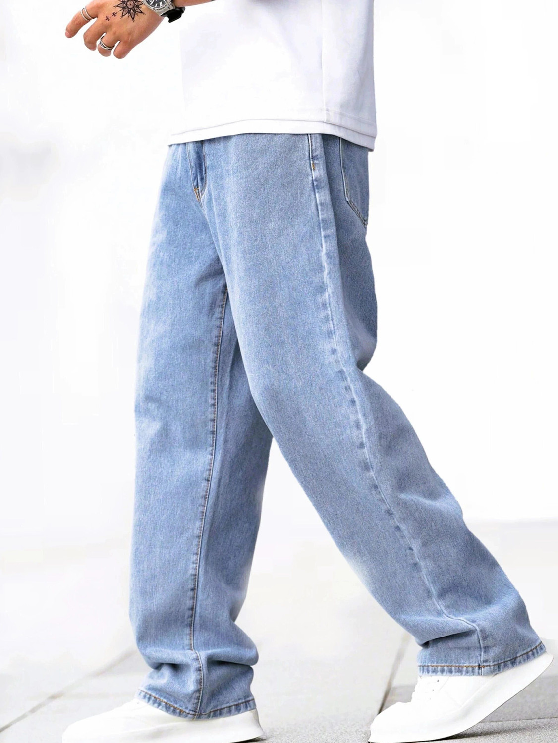 Image of ZAYSH Loose Fit Men Light Blue Jeans