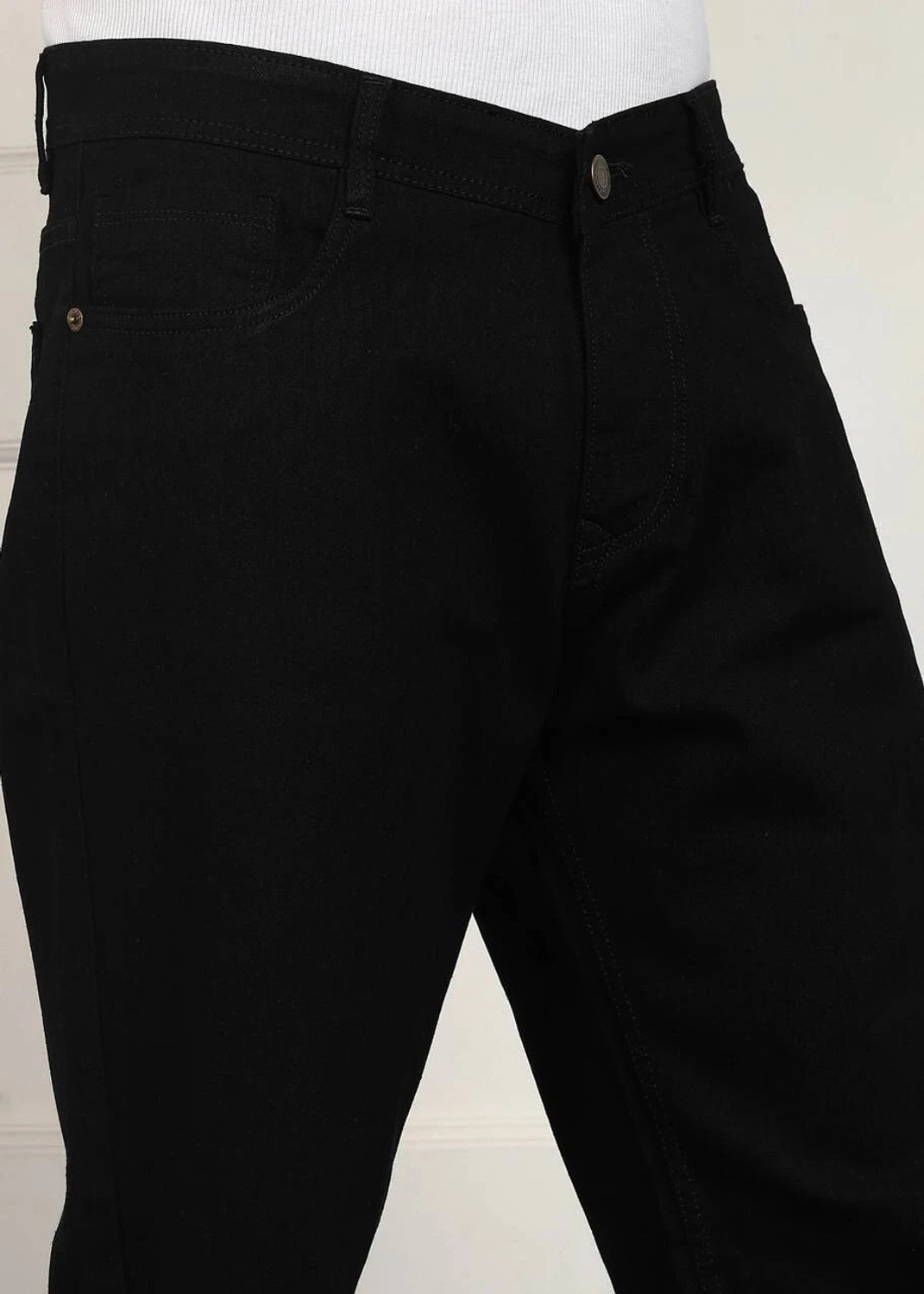 Image of ANGERHOOD Men Straight Fit Mid Rise Black Jeans