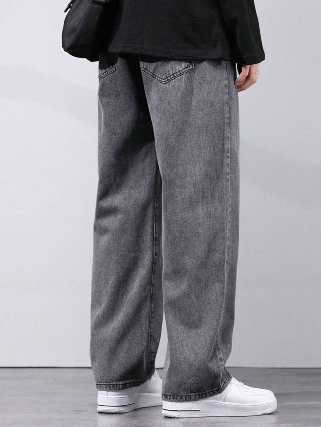 Image of UNIFAV FASHIONS Wide Leg Men Grey Jeans