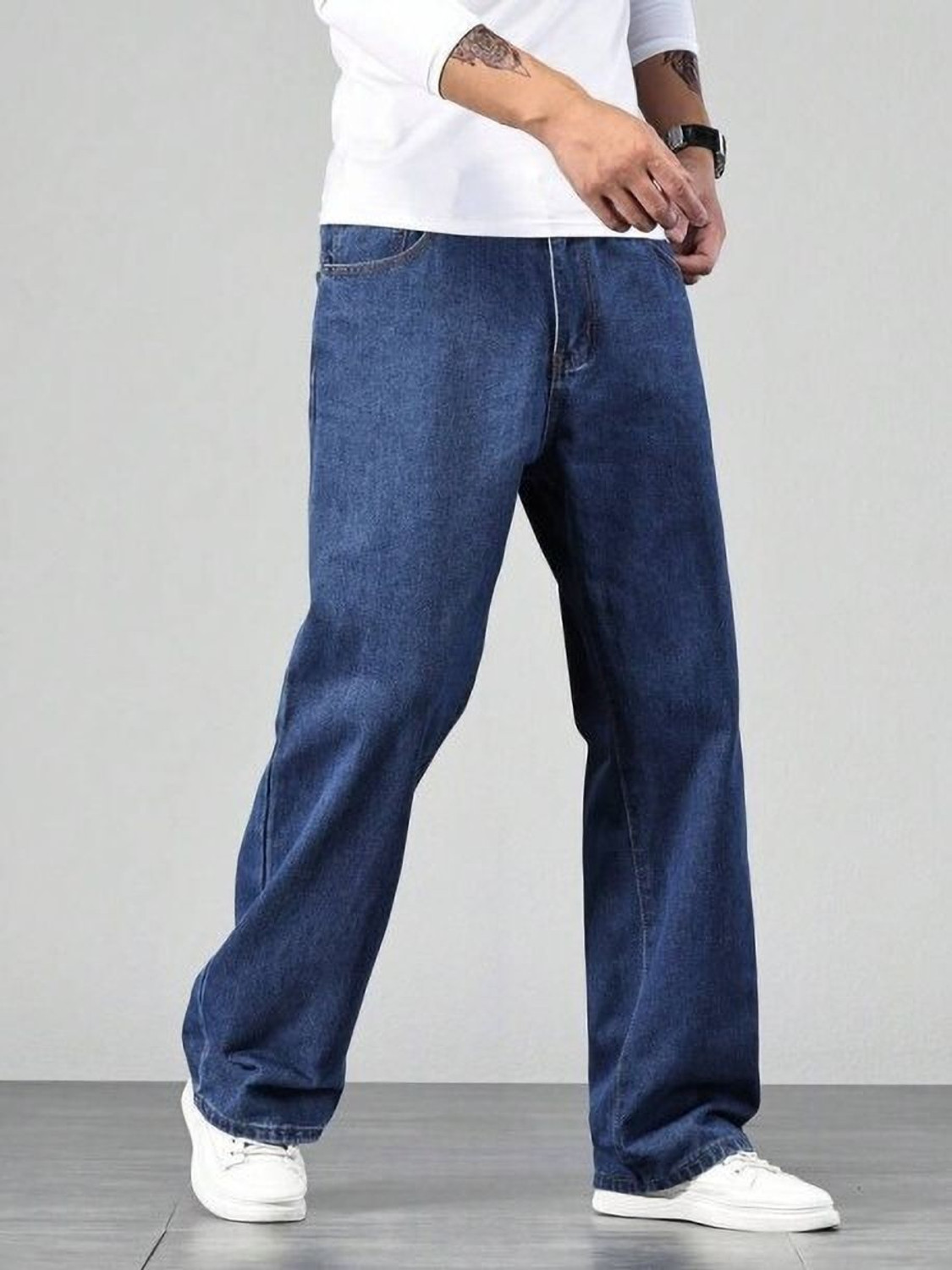 Image of ZAYSH Loose Fit Men Dark Blue Jeans