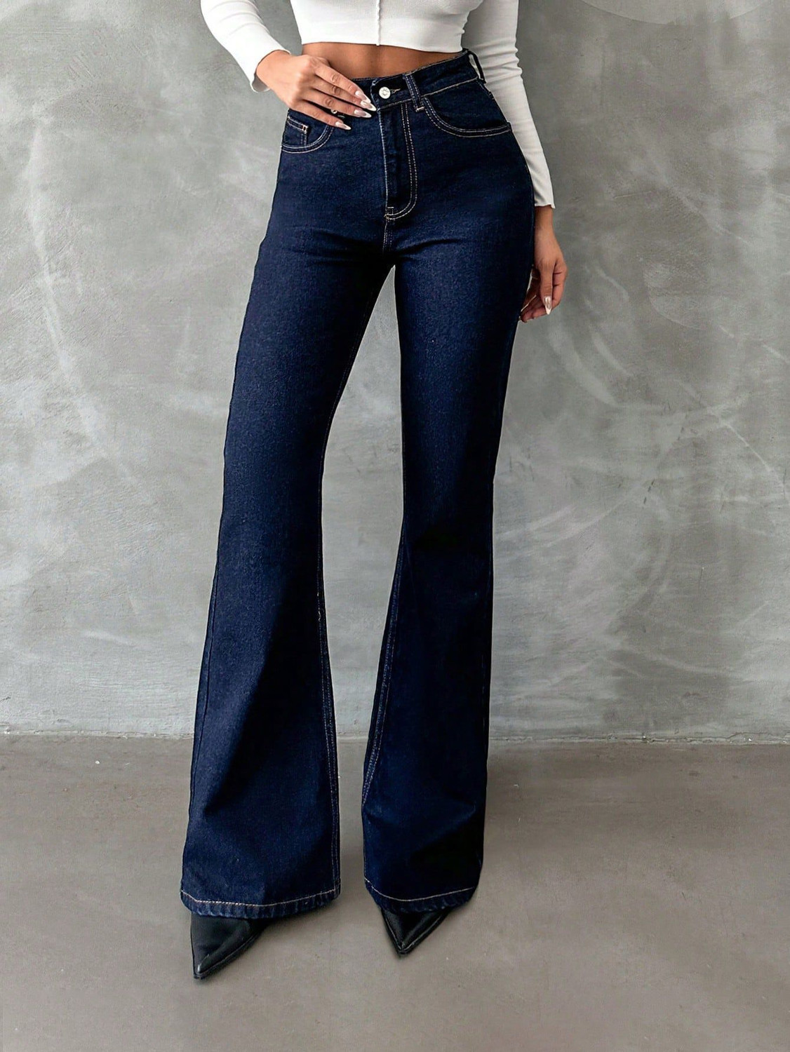 Image of KOTTY Boot-Leg Women Dark Blue Jeans