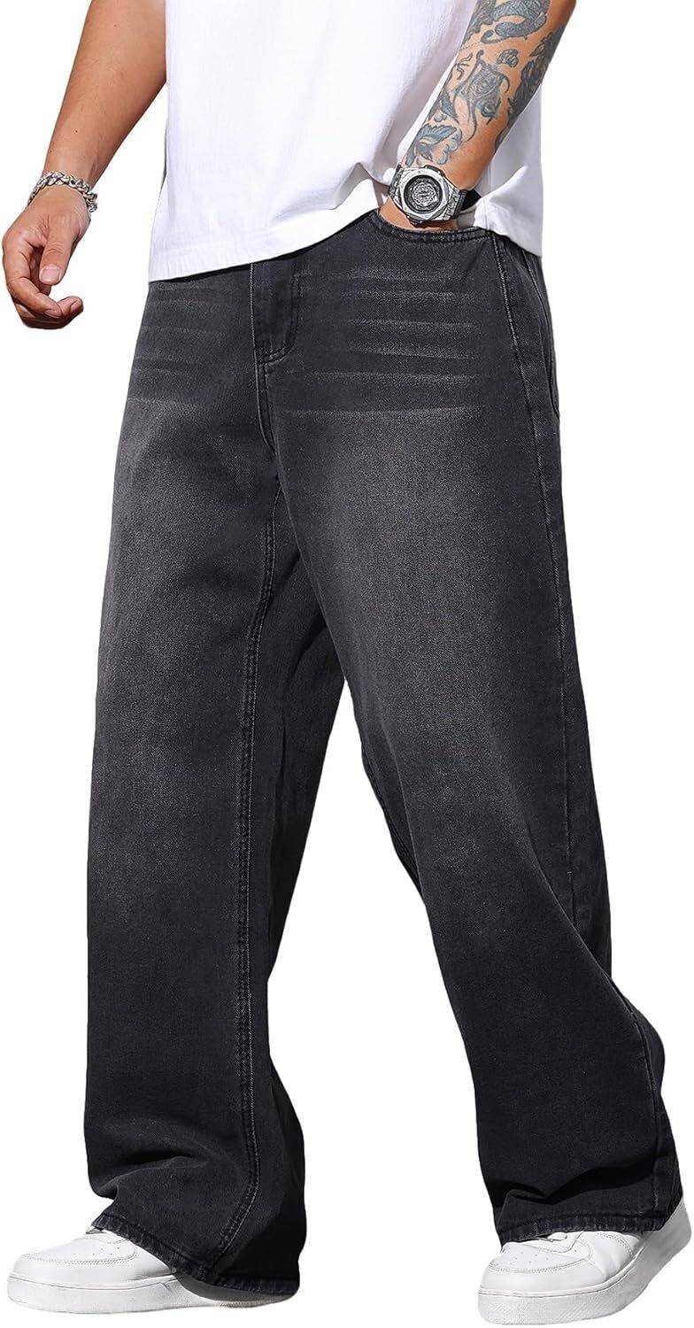HOKER Wide Leg Men Dark Grey Jeans - Image 4