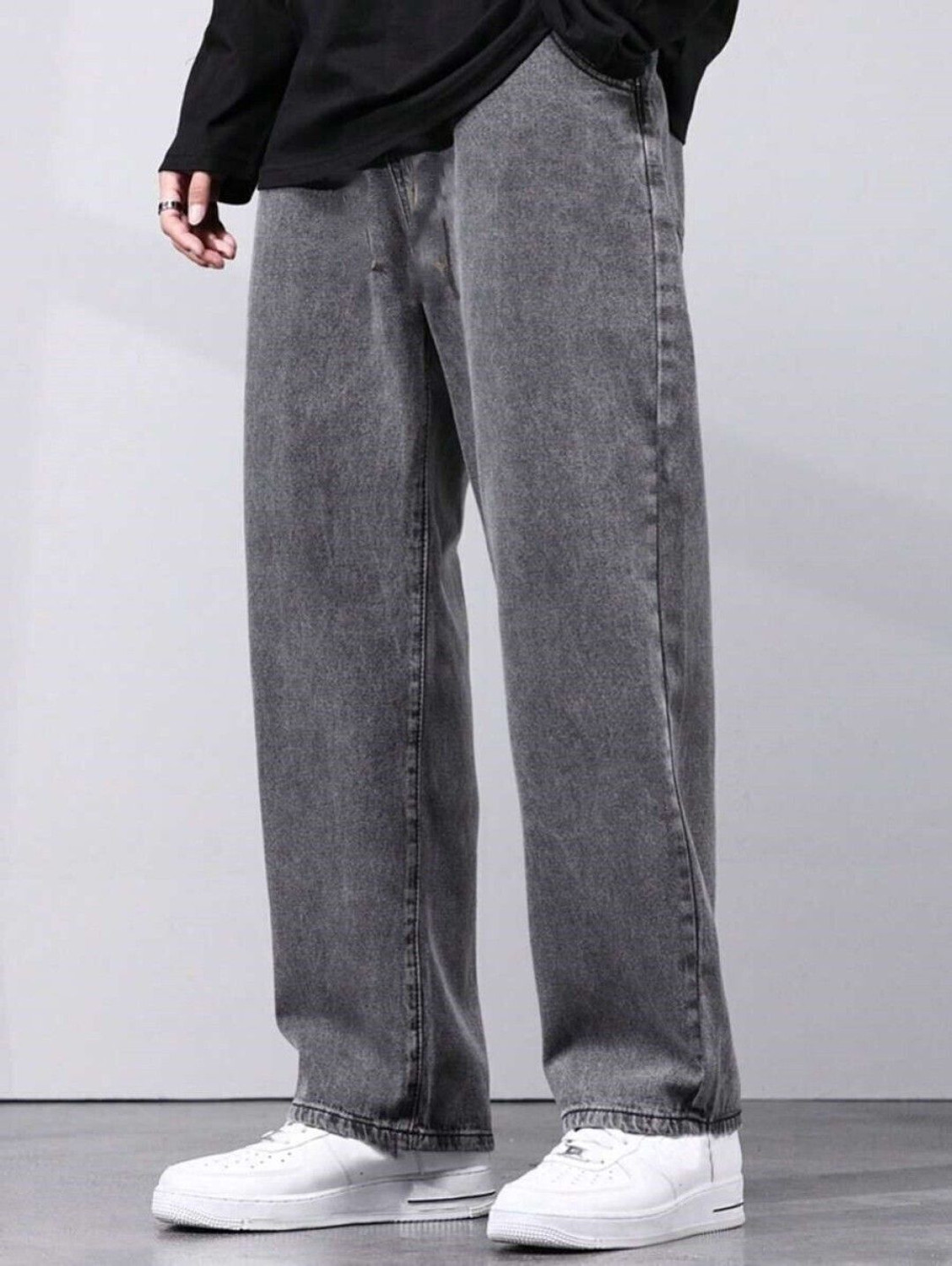 Image of UNIFAV FASHIONS Wide Leg Men Grey Jeans