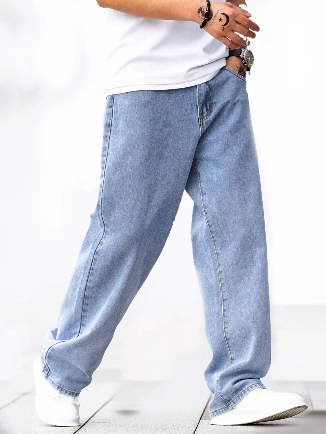 Image of ZAYSH Loose Fit Men Light Blue Jeans