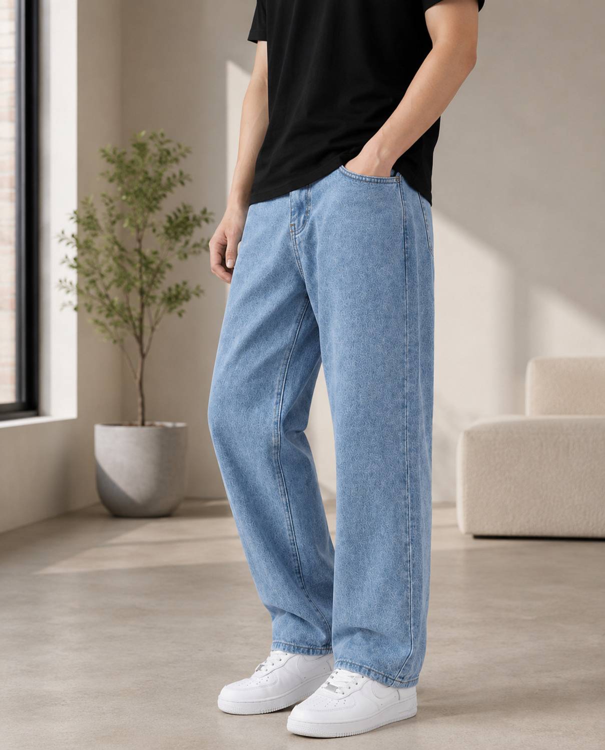 DOCALVIN Men Light Blue Jeans - Image 1