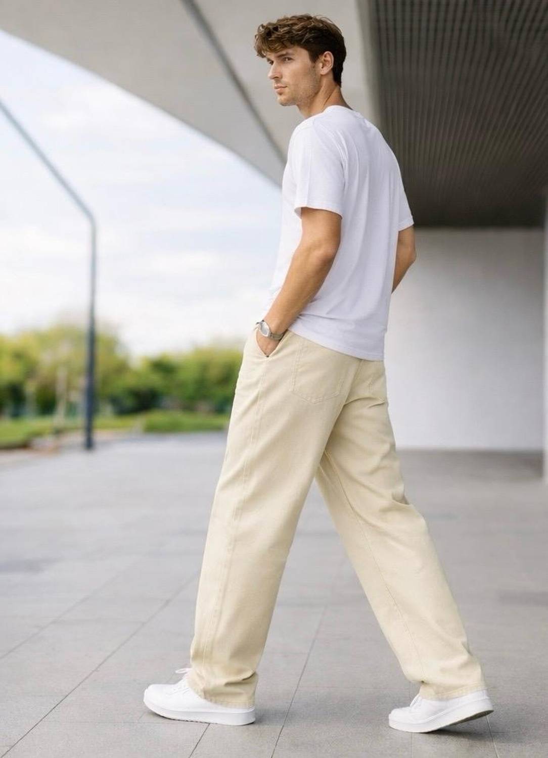 INDIVANE Men Beige Jeans Relaxed Fit - Image 1