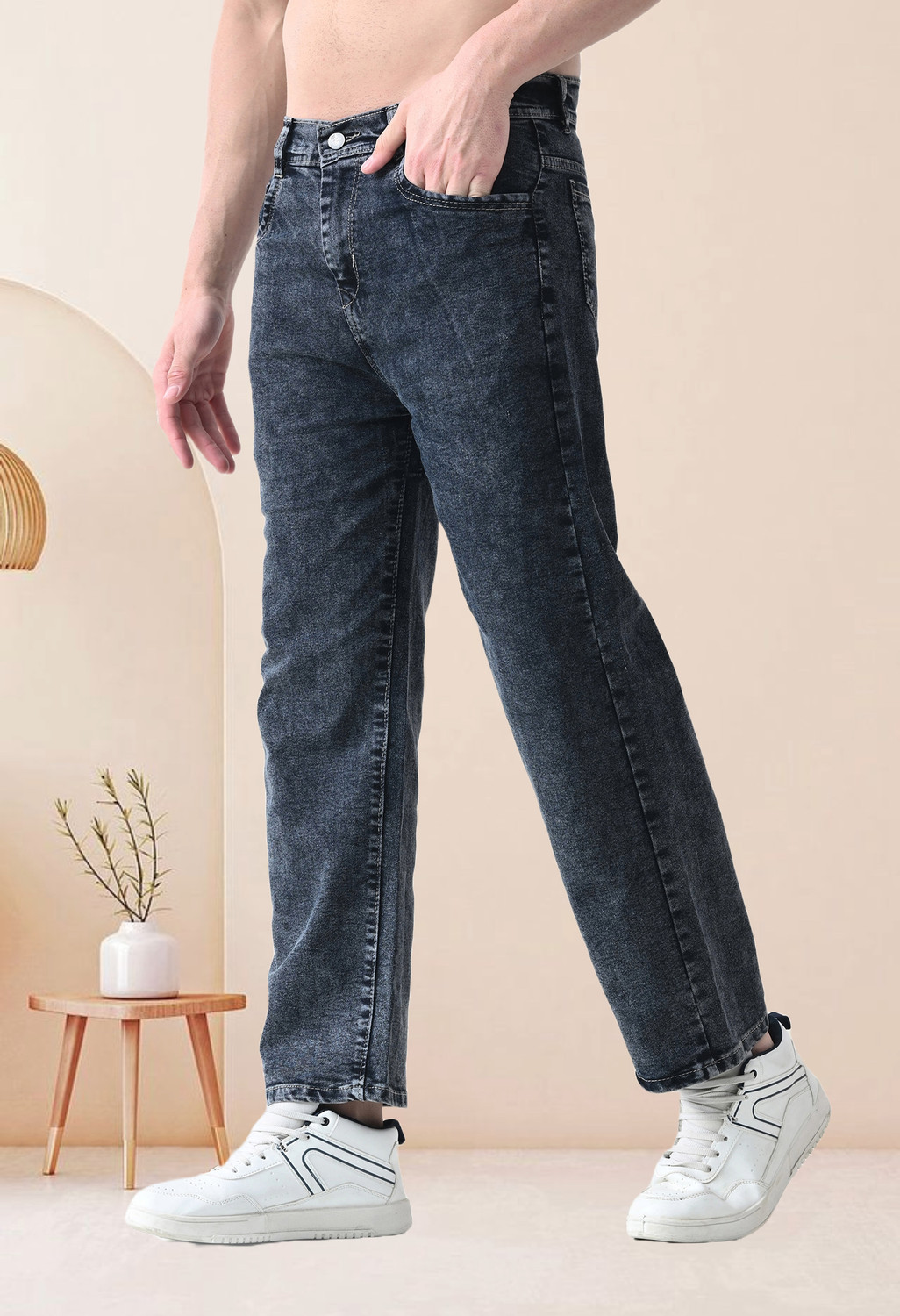 Image of JEANBERRY Loose Fit Men Grey Jeans