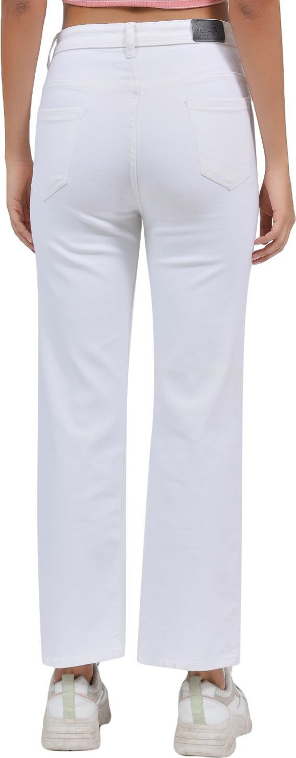 Image of 3BUTTERFLIES Flared Women White Jeans