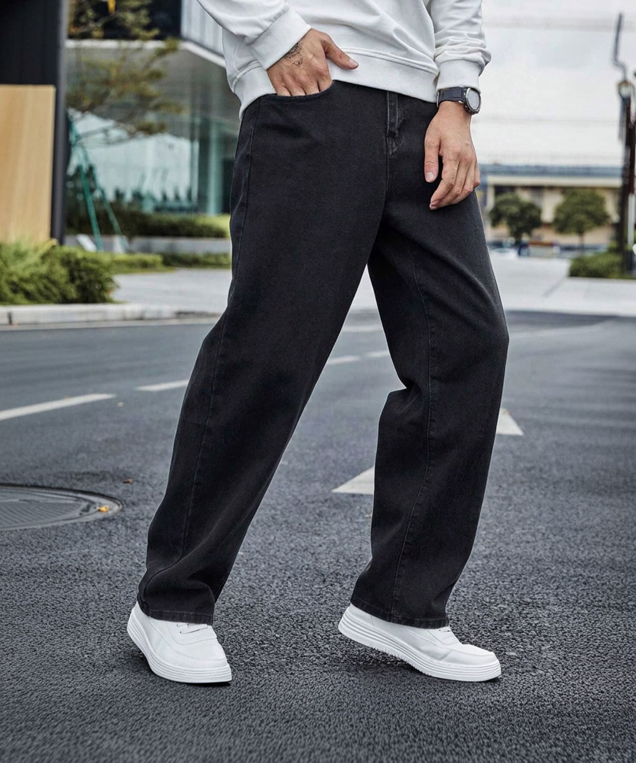 Image of ZAYSH Loose Fit Men Black Jeans