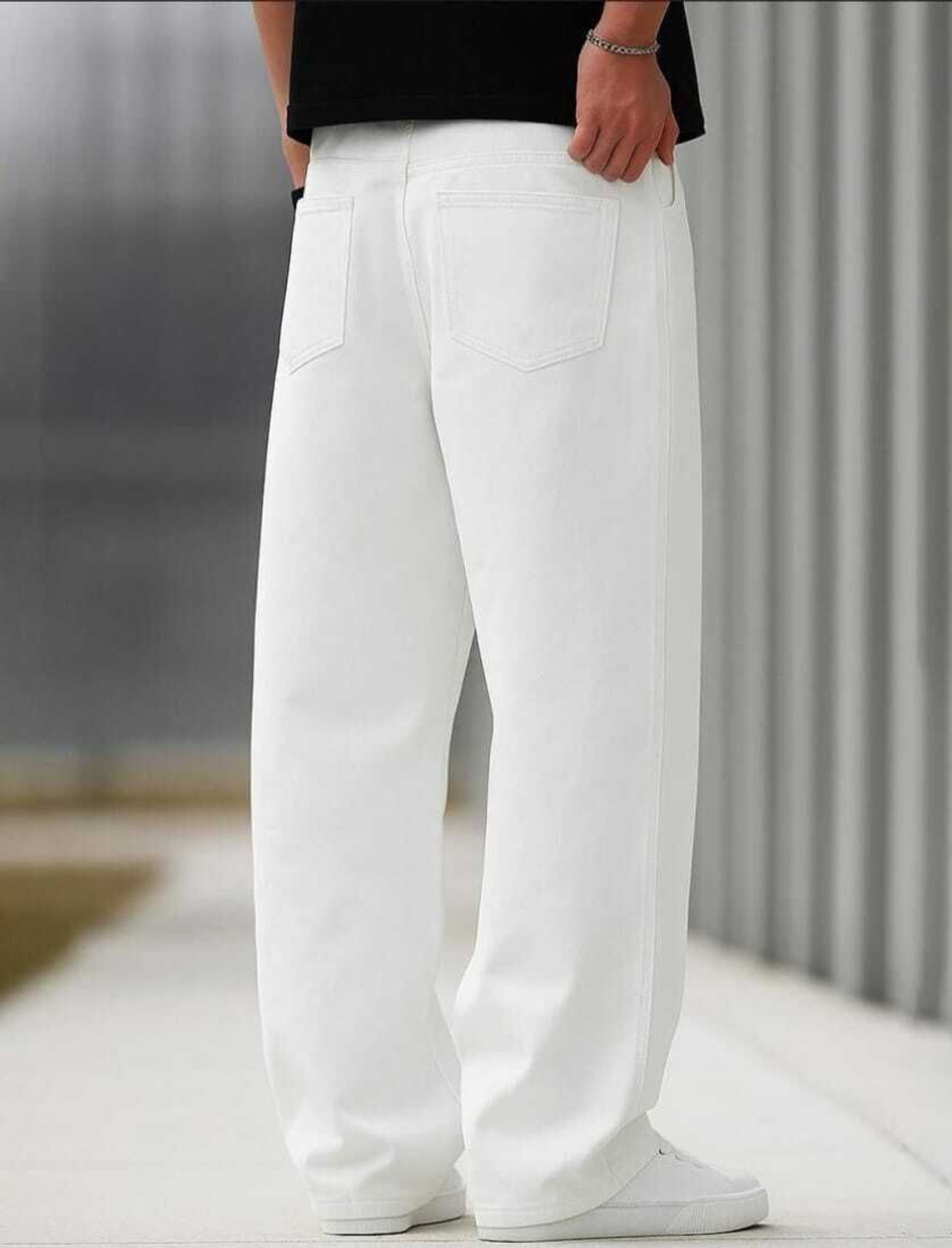 Image of wearworld Loose Fit Men White Jeans
