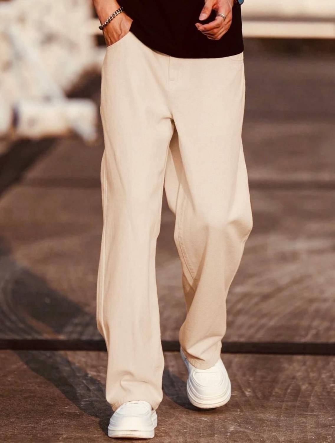 FLAYING Men Beige Jeans - Image 4